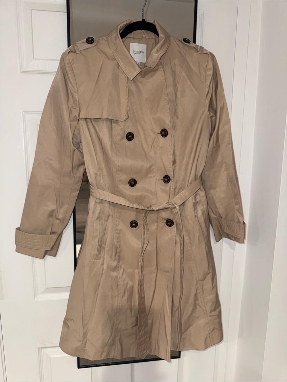 Principles Beige Double-Breasted Trench Coat
